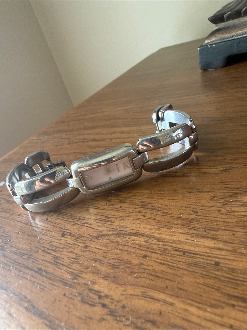 Fossil Silver Tone Rectangle Face Bracelet Watch
